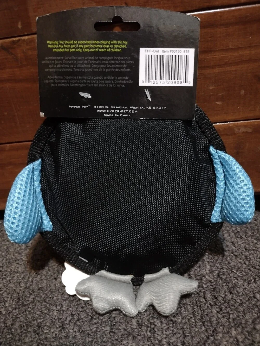 Hyper Pet Blue Owl Fire Hose Flyers Squeaking Dog Toy